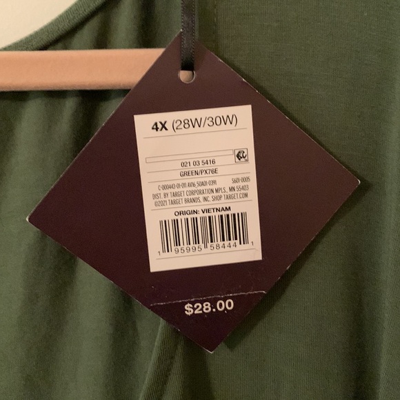 NWT Ava & Viv green faux wrap short sleeve stretchy midi dress 4x (28W-30W) - Picture 10 of 12